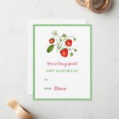 水彩画のイチゴ ハッピーバレンタインデー ミニ ノートカード (正面/裏面インサイチュ)