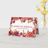 水彩画のイチジクの実 楽しいトゥ・ビ・シェバット カード (黄色い花)