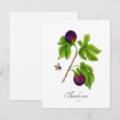 水彩画のイチジクの植物学的なフラットな感謝カード サンキューカード (正面/裏面)