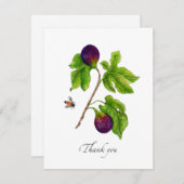 水彩画のイチジク植物のフラットな感謝カード サンキューカード (正面/裏面)