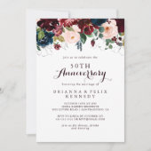 水彩画のイラストが施された50周年結婚記念日 招待状 (正面)