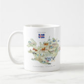 水彩画のイラストマップ アイスランド | モノグラム コーヒーマグカップ (左)