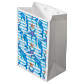 水彩画のイルカパターン ミディアムペーパーバッグ (裏面アングル)