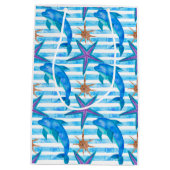 水彩画のイルカパターン ミディアムペーパーバッグ (裏面)