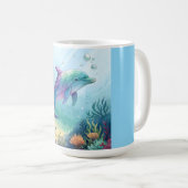 水彩画のイルカ コーヒーマグカップ (正面右)