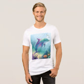 水彩画のイルカ トライブレンドTシャツ (正面全面)