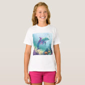 水彩画のイルカ Tシャツ (正面フル)