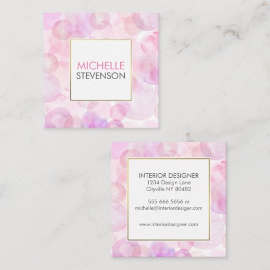 水彩画のインテリア・デザインの名刺 スクエア名刺 (正面/裏面)