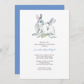 水彩画のイースターのウサギの招待状の男の子の誕生日 招待状 (正面/裏面)