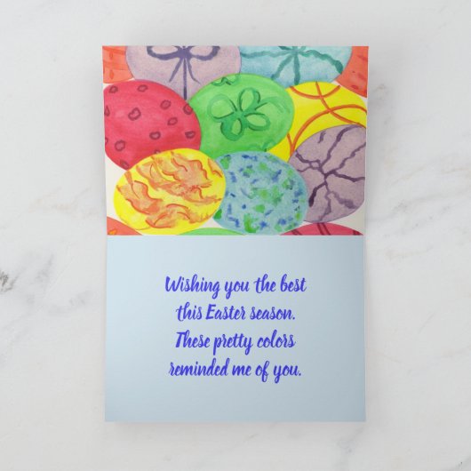 水彩画のイースターエッグのカスタムな挨拶状 シーズンカード (内部)