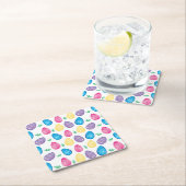 水彩画のイースターエッグの狩りパターン スクエアペーパーコースター (インサイチュ)