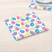 水彩画のイースターエッグの狩りパターン スクエアペーパーコースター (アングル)