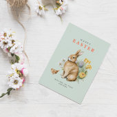 水彩画のイースターバニー シーズンカード