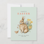 水彩画のイースターバニー シーズンカード (正面)