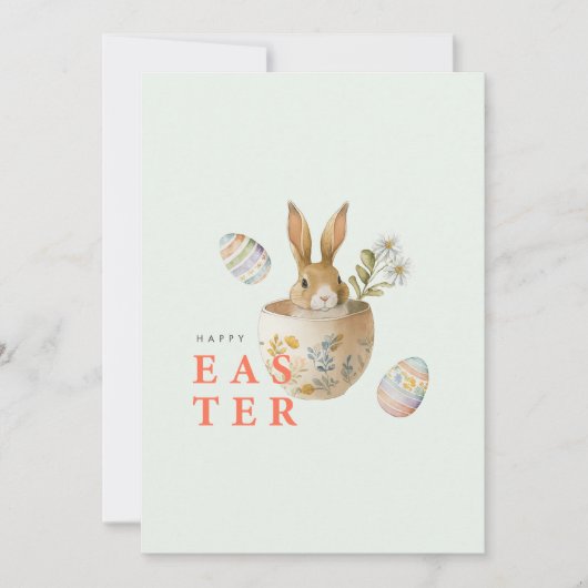水彩画のイースターバニー シーズンカード (正面)