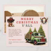 水彩画のウェスタン風クリスマスカード　カウボーイ 招待状 (正面/裏面)