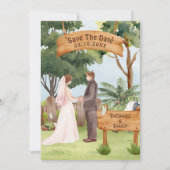 水彩画のウェディングアート セーブザデート (正面)