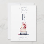 水彩画のウェディングケーキ テーブルナンバー 席次表 (裏面)