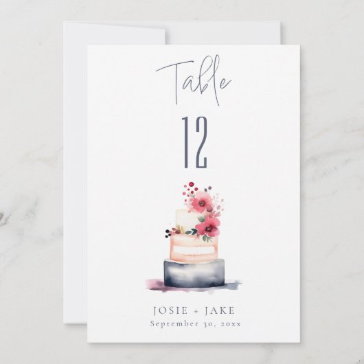 水彩画のウェディングケーキ テーブルナンバー 席次表 (裏面)