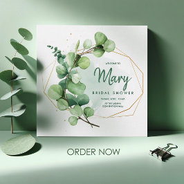 水彩画のウェディングシャワーのエレガントなモダンな庭園 招待状