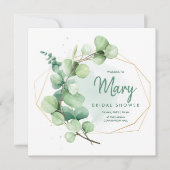水彩画のウェディングシャワーのエレガントなモダンな庭園 招待状 (正面)