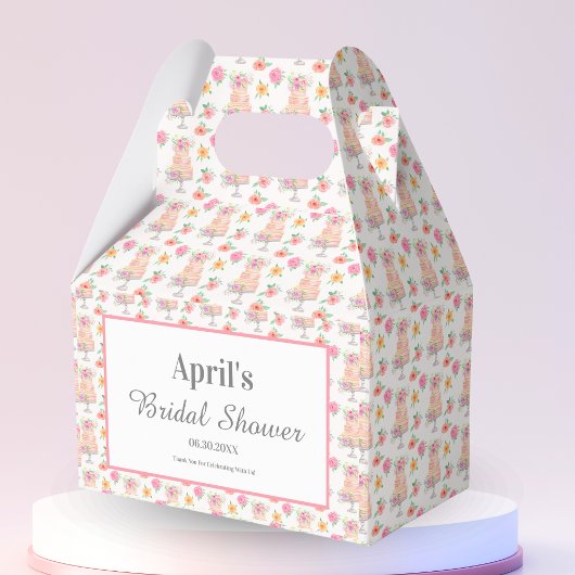 水彩画のウェディングシャワーケーキのローズの感謝 フェイバーボックス