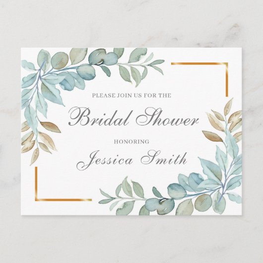 水彩画のウェディングシャワー招待状ポストカード ポストカード (正面)