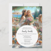 水彩画のウェディングシャワー 招待状 (正面)