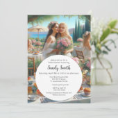 水彩画のウェディングシャワー 招待状 (スタンド正面)