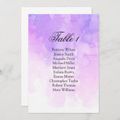 水彩画のウェディング席次表。ピンクとパープル 招待状 (正面/裏面)