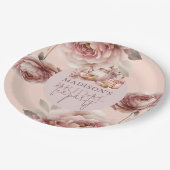 水彩画のウェディング ティー シャワー パーソナライズド ペーパープレート (アングル)