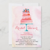 水彩画のウエディングケーキのブライダルシャワー 招待状 (正面)