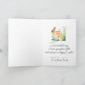水彩画のウサギが花園でイースターをお祝いカスタム シーズンカード (内部)
