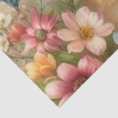 水彩画のウサギの肖像と花 薄葉紙 (詳細)