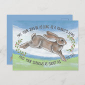 水彩画のウサギ　希望　励まし　回復を願う ポストカード (正面/裏面)