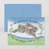 水彩画のウサギ  希望 励まし 快復 ポストカード (正面/裏面)