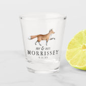 水彩画のウッドランドキツネミセス結婚ズ ショットグラス (正面)