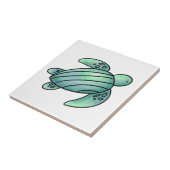 水彩画のウミガメのキャラクター 青と緑 タイル (側面)