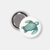 水彩画のウミガメのキャラクター 青と緑 マグネット (正面/裏面)