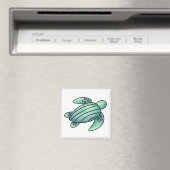 水彩画のウミガメのキャラクター 青と緑 マグネット (インサイチュ (食洗機))