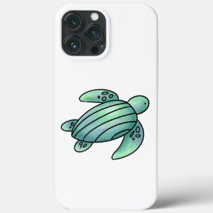 水彩画のウミガメのキャラクター 青と緑 iPhone 13 PRO MAXケース