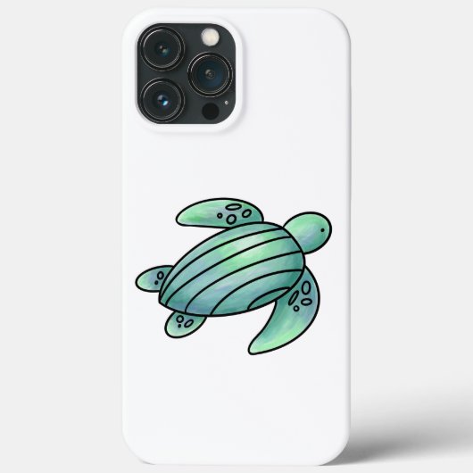 水彩画のウミガメのキャラクター 青と緑 Case-Mate iPhoneケース (裏面)