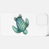 水彩画のウミガメのキャラクター 青と緑 Case-Mate iPhoneケース (裏面 (横))