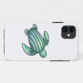 水彩画のウミガメのキャラクター 青と緑 Case-Mate iPhoneケース (裏面(横))