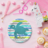 水彩画のウミガメのShiboriのストライプ ペーパープレート (パーティー)