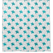 水彩画のウミガメのShiboriの波 シャワーカーテン (正面)