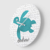 水彩画のウミガメのShiboriの波 ラージ壁時計 (傾斜)