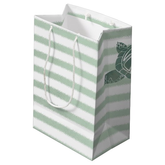 水彩画のウミガメ ミディアムペーパーバッグ (裏面アングル)