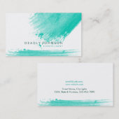 水彩画のエレガントでシンプルな(ばちゃばちゃ)跳ねるの緑の自然 名刺 (正面/裏面)