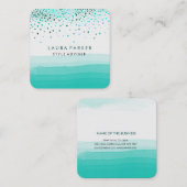 水彩画のエレガントなグリッターの微妙な海の紙吹雪 スクエア名刺 (正面/裏面)